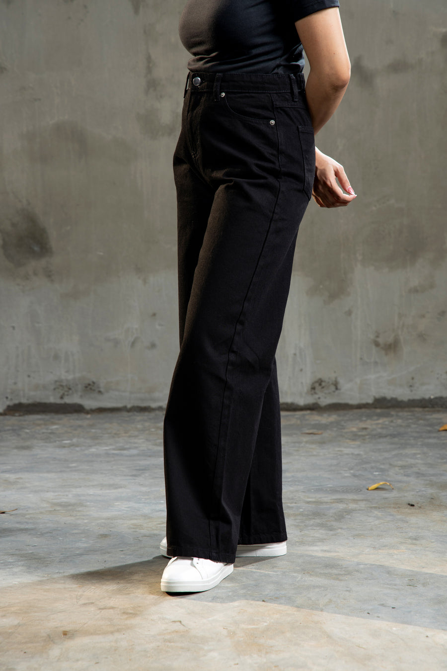 osaka wide leg jeans Black