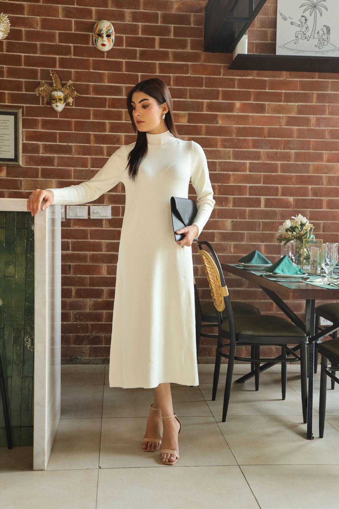 Frosted Mist Sweater Dress Pearl White