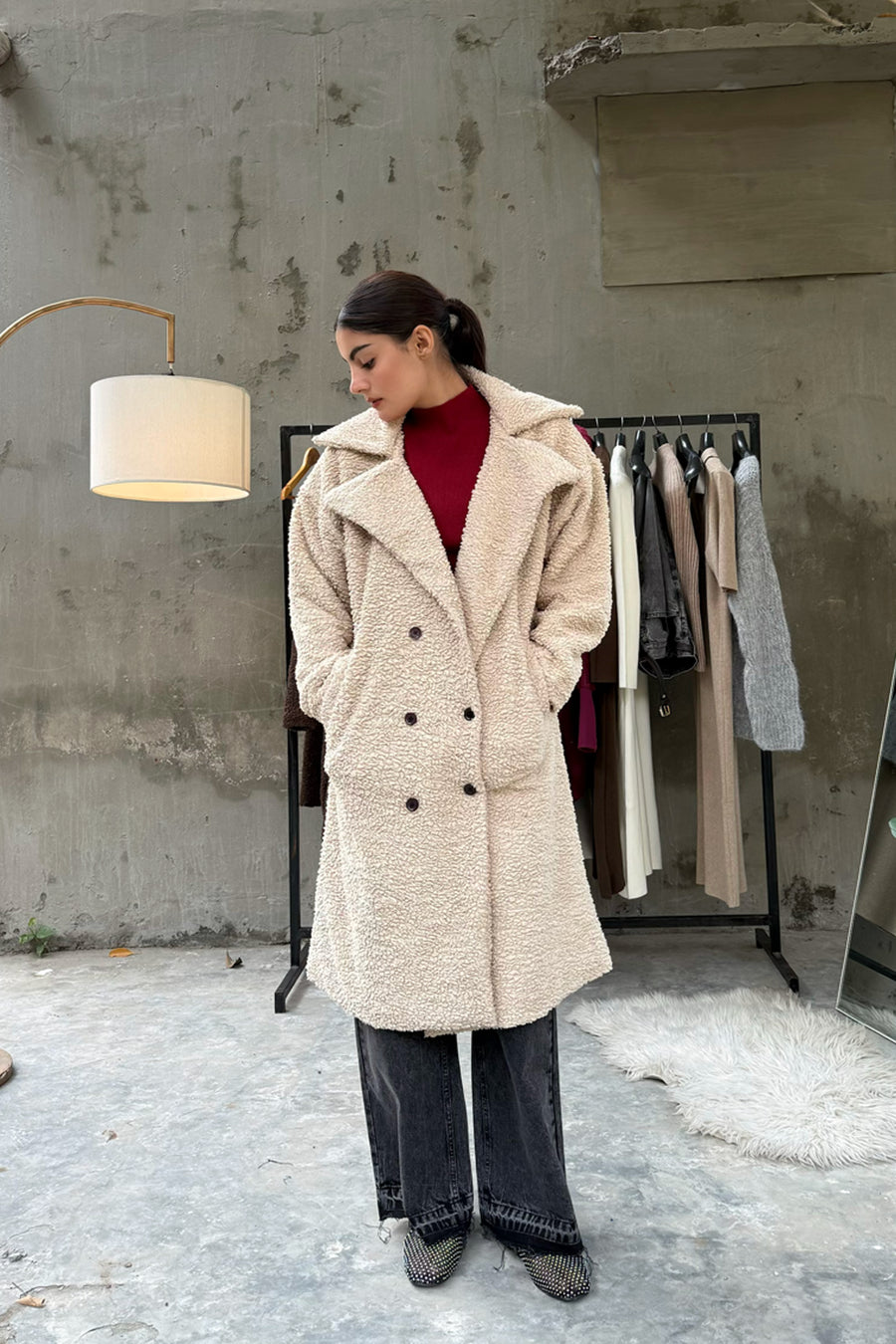 Vienna Teddy Coat Beige