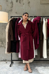JUNO BELTED COAT CHERRY