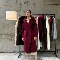 JUNO BELTED COAT CHERRY
