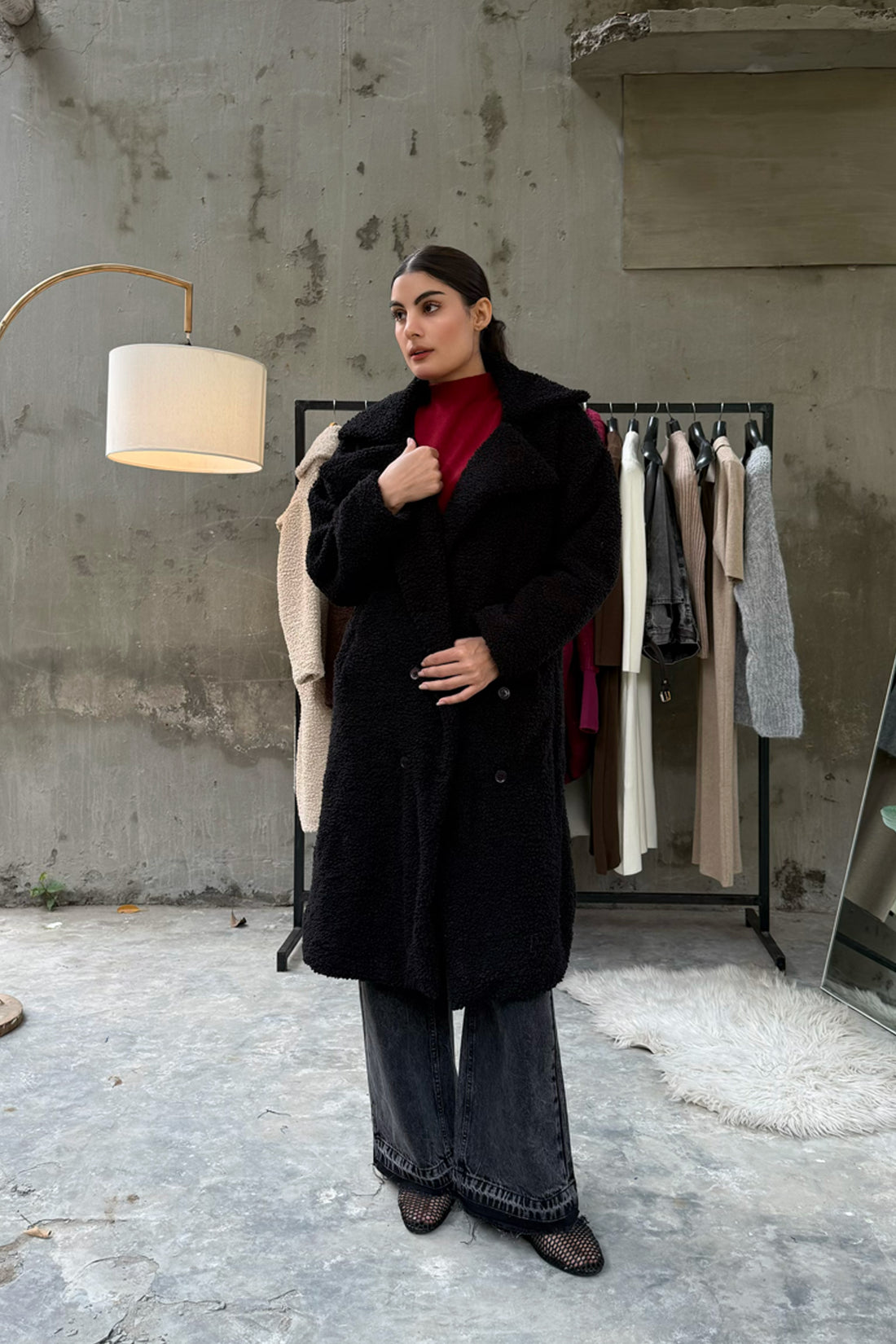 Vienna Teddy Coat Black