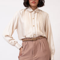 Plissé Button Up  Shirt Off White