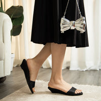 Britney low Wedge Heel Black (Ship in 1 Week)