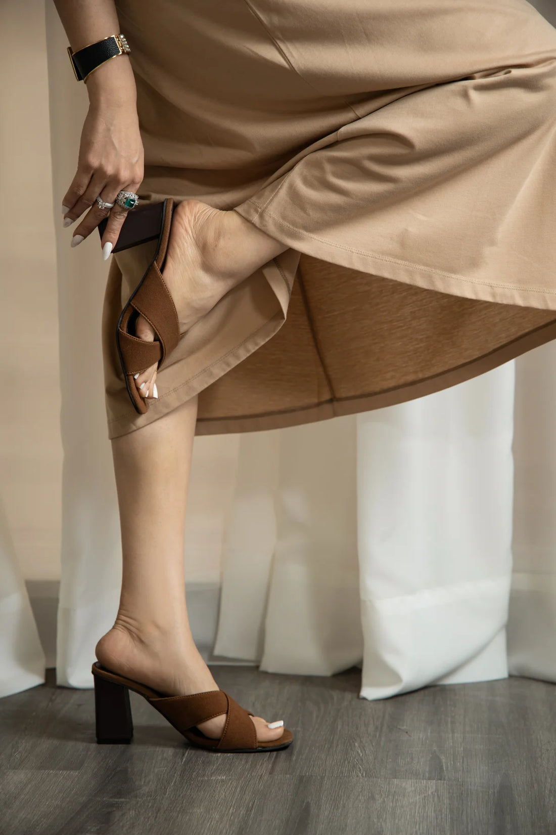 Kew High Block Heel Coffee