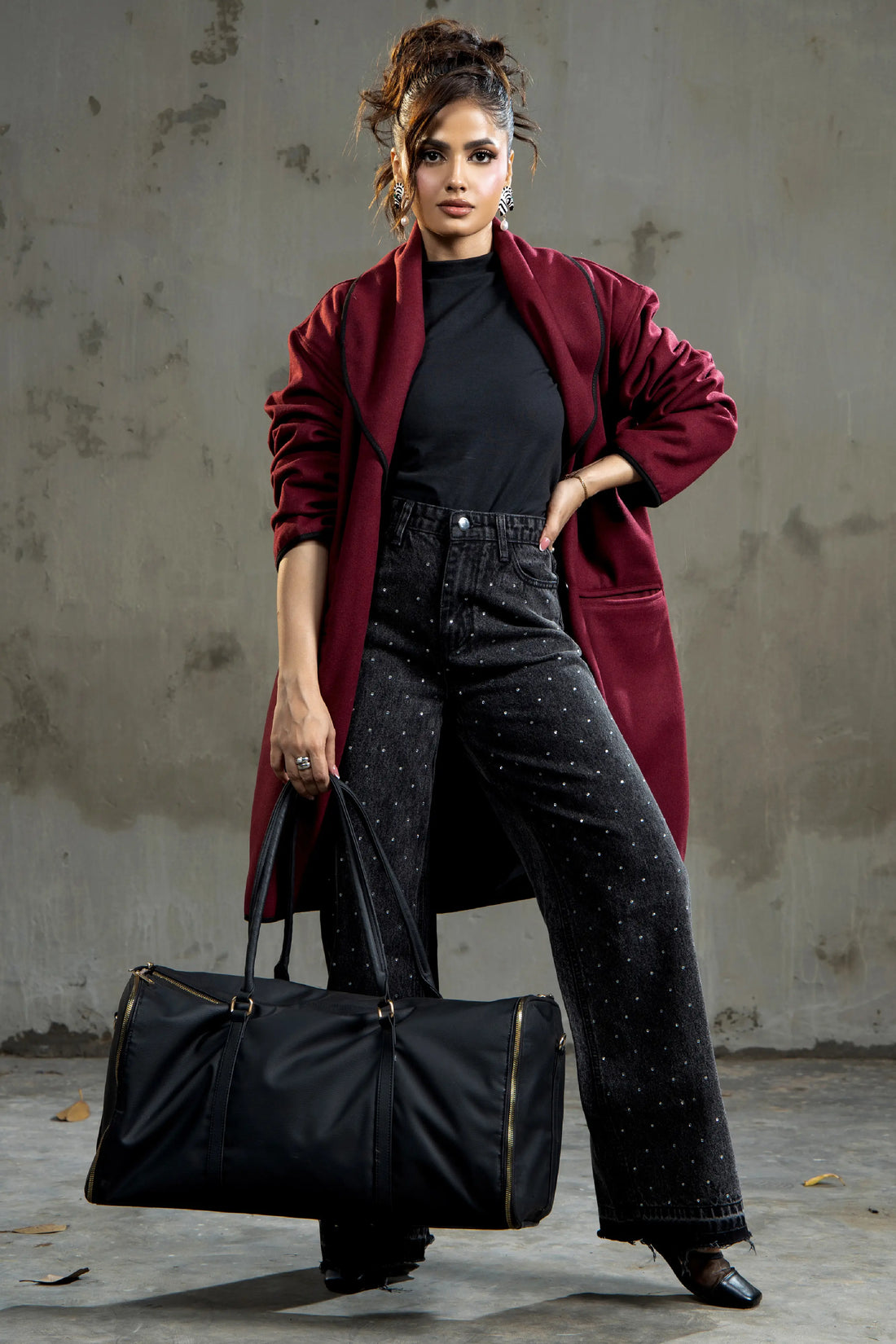 Melia Woolen Coat Cherry