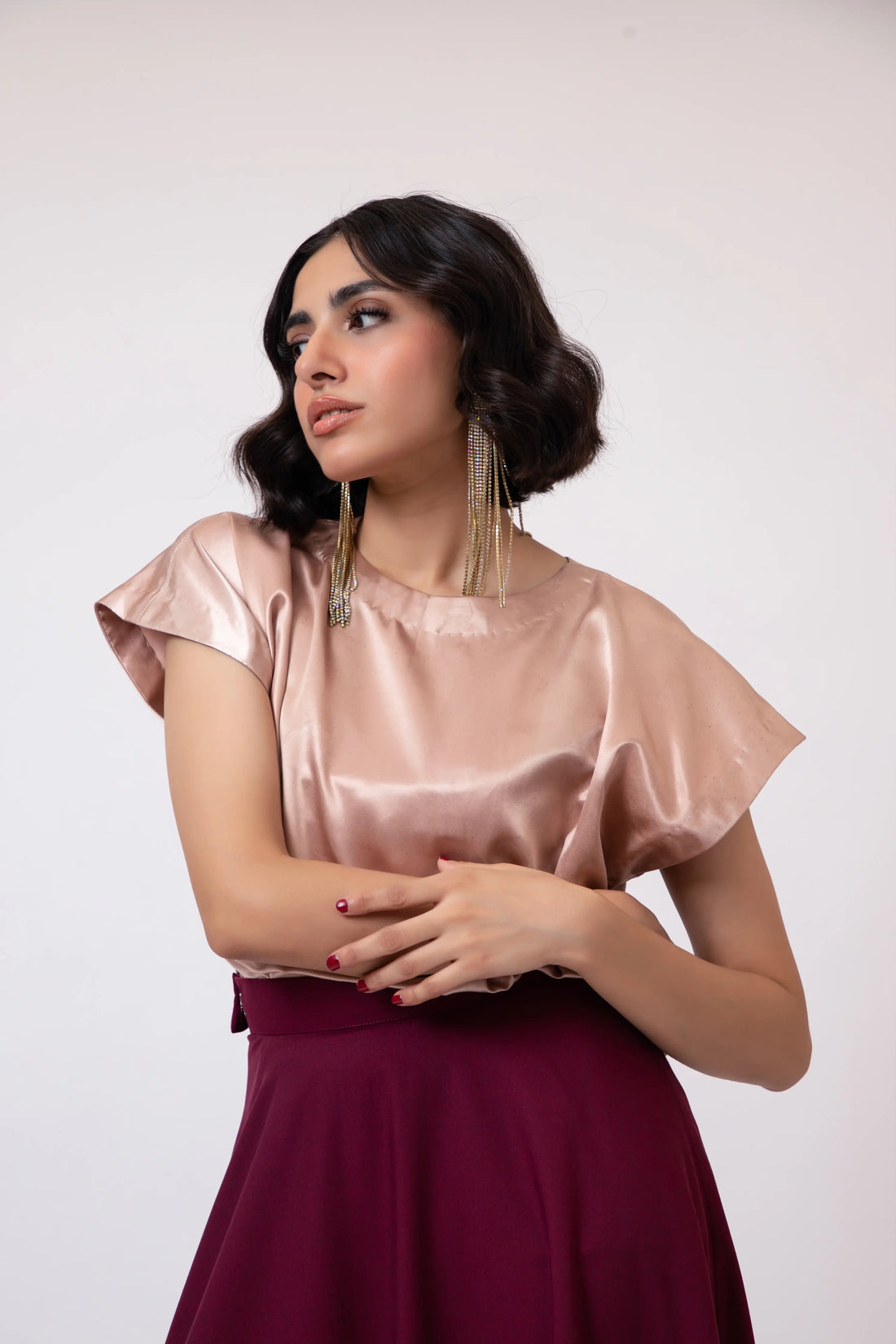 Zinnia Satin Blouse Champagne