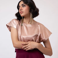 Zinnia Satin Blouse Champagne
