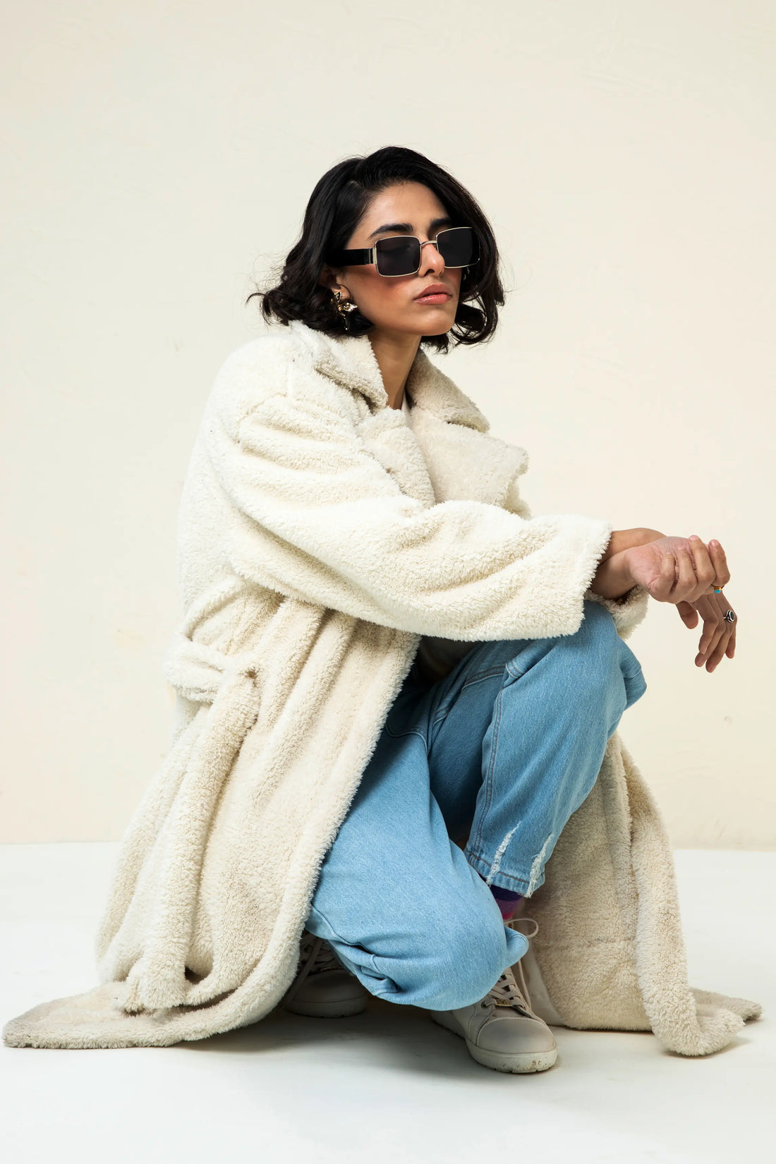 kris Teddy Coat White