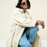 kris Teddy Coat White