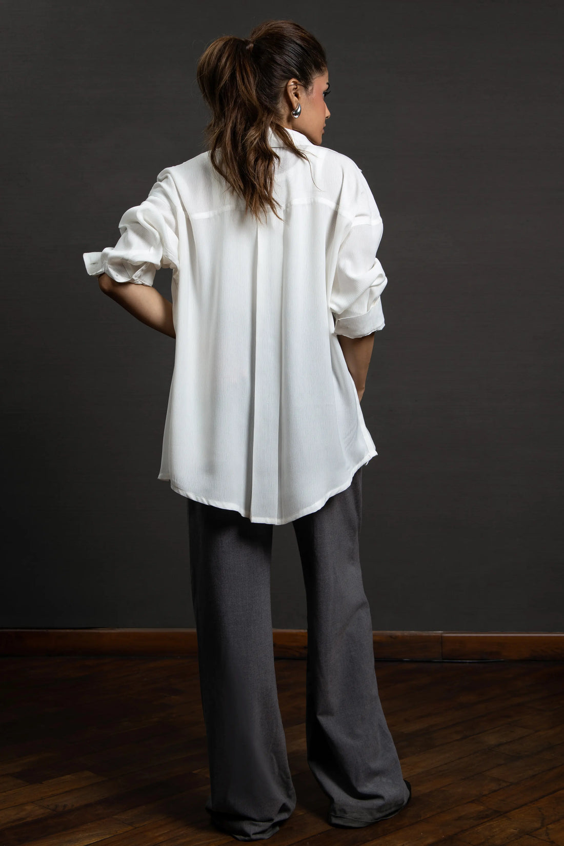 Rihana neo  button shirt white