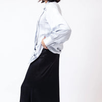 Plissé Button Up  Shirt Grey