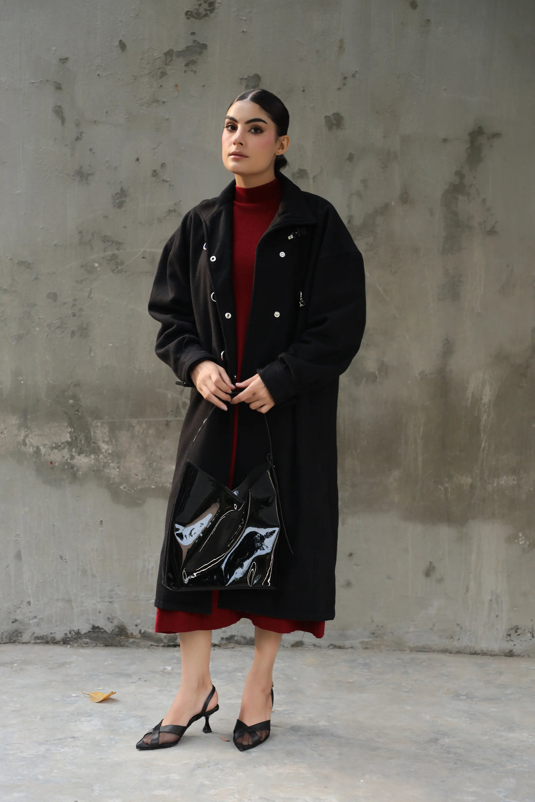 Cavallo woollen Long Coat  Black