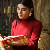 Frosted Mist Sweater Dress Red