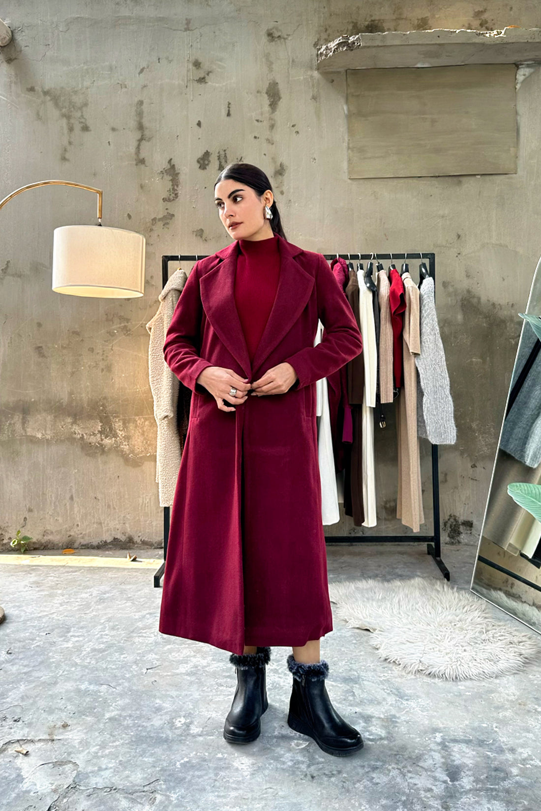 Chloe long coat Cherry