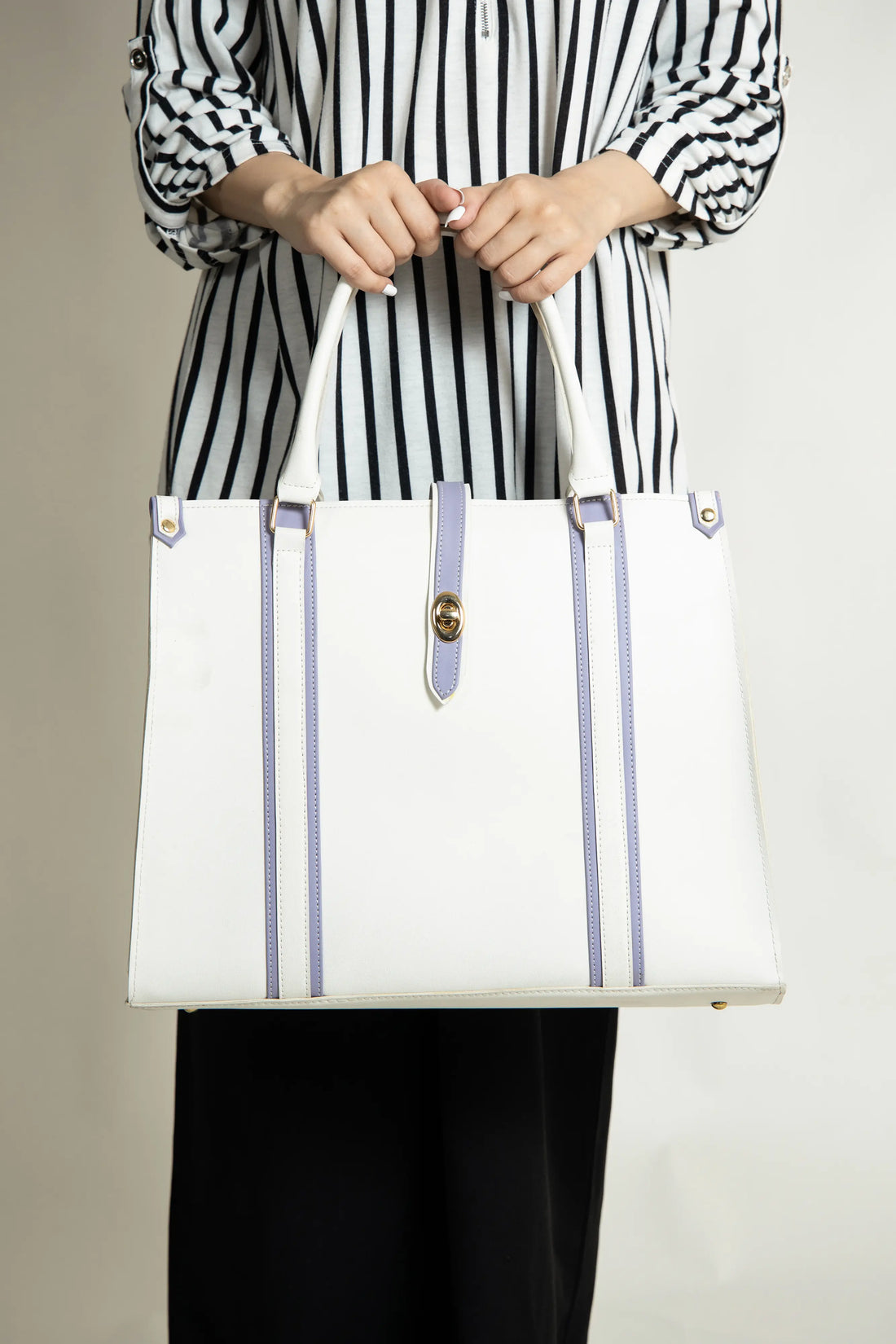 Tokyo Tote Bag White n Lilac