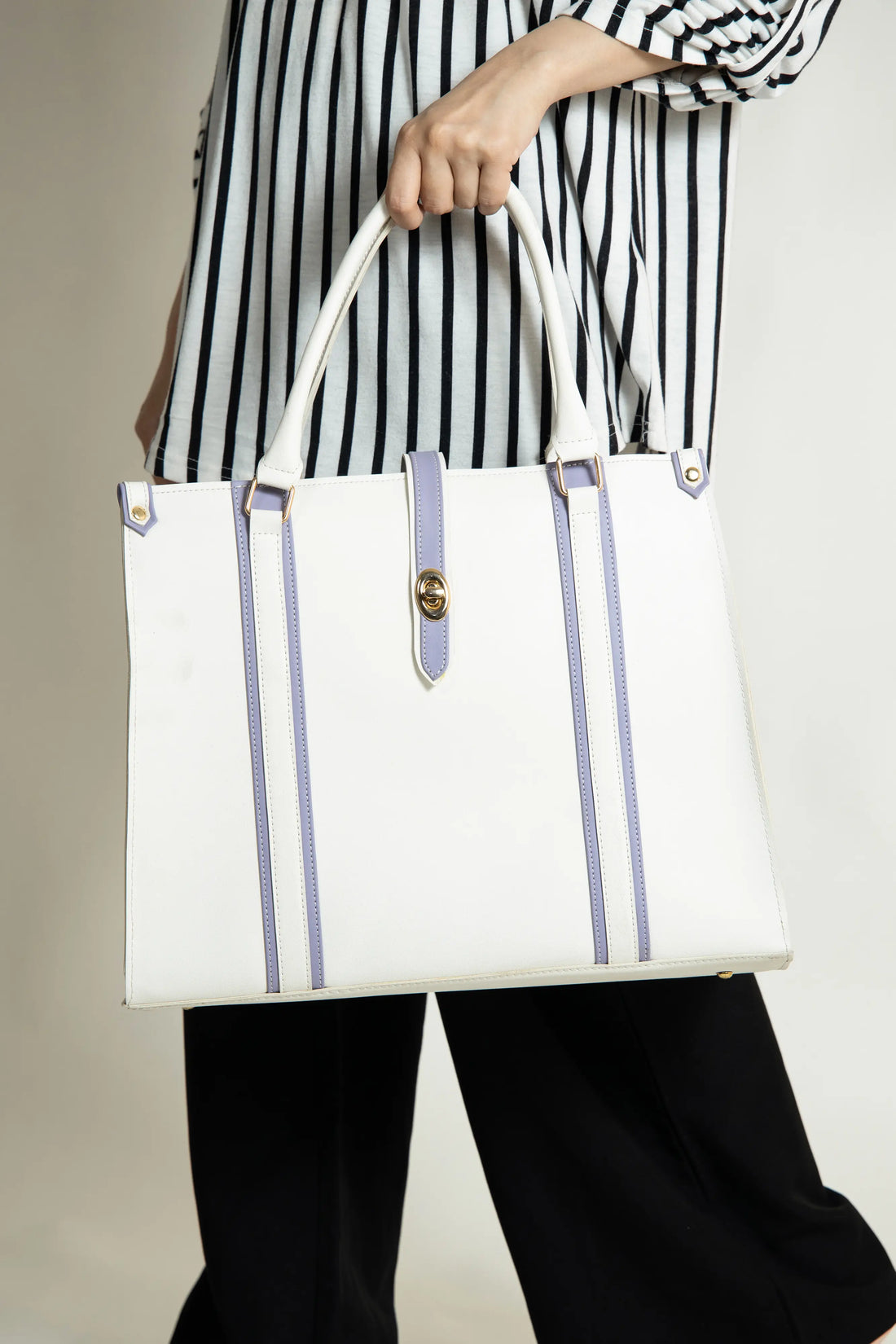 Tokyo Tote Bag White n Lilac