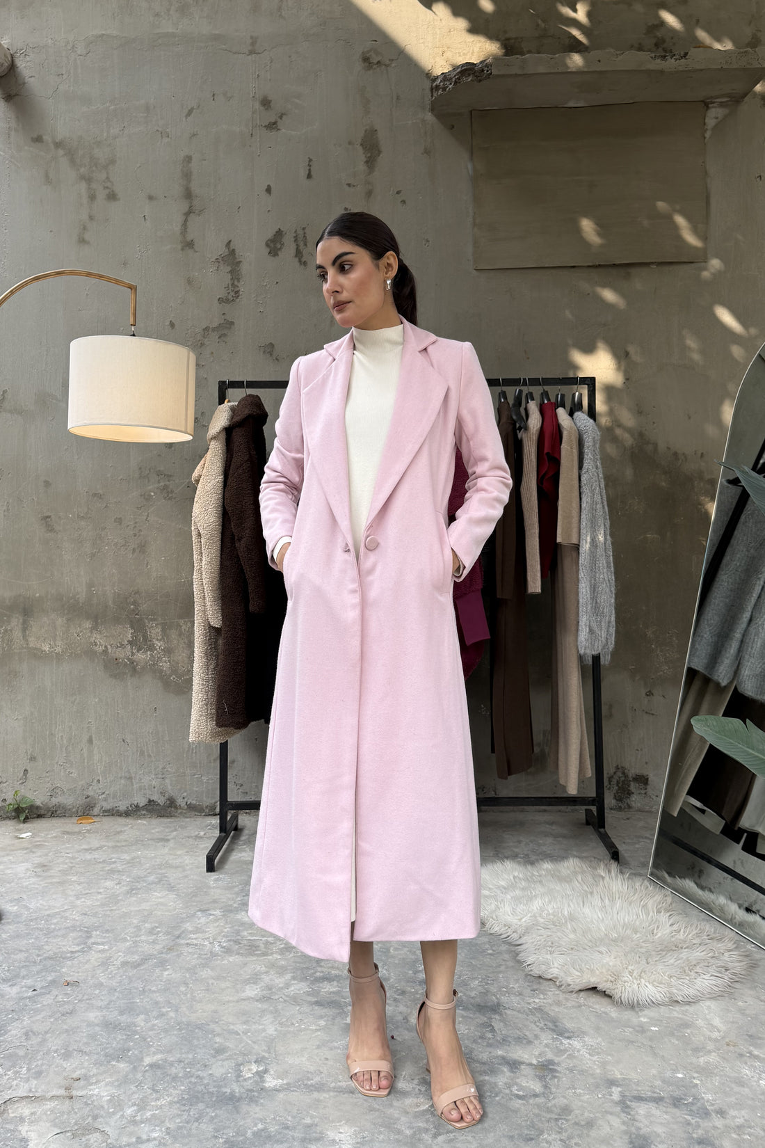 Chloe long coat pink