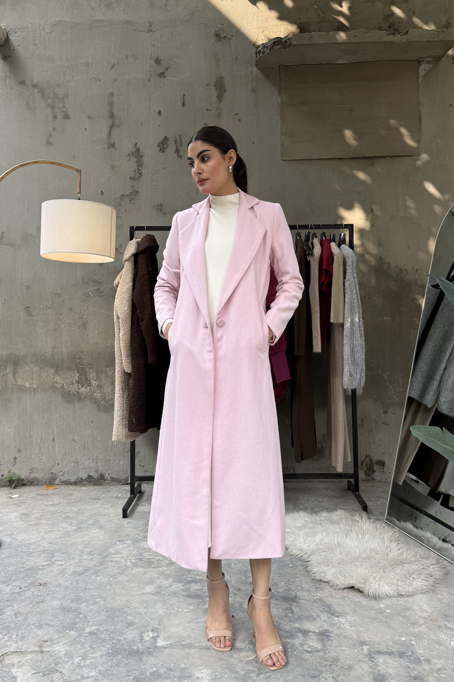 Chloe long coat pink