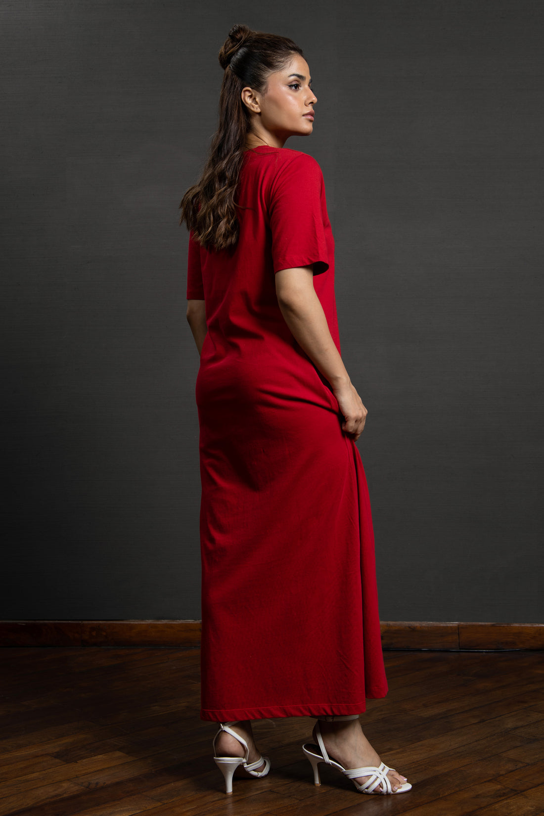 kaira long shirt dress Red