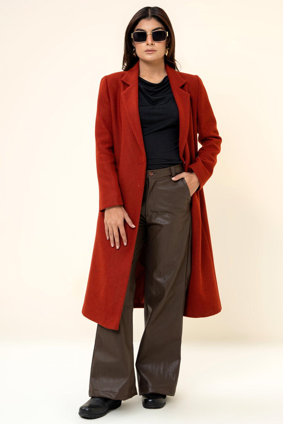 Chloe long coat Rust