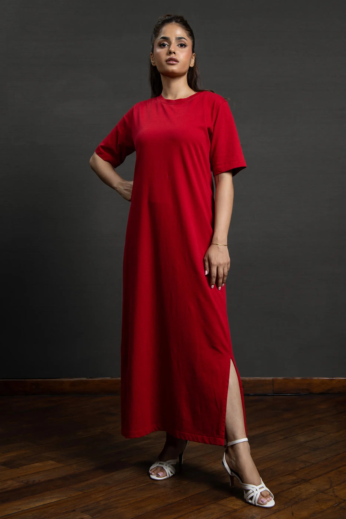 kaira long shirt dress Red