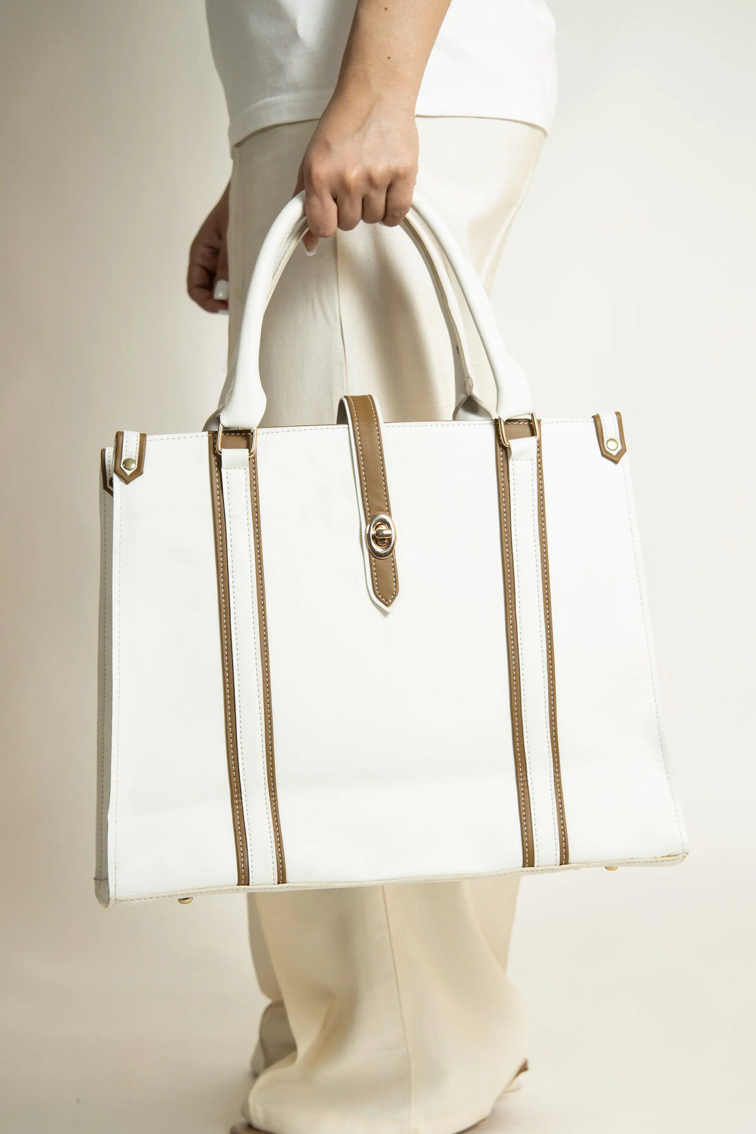 Tokyo Tote Bag White n Brown