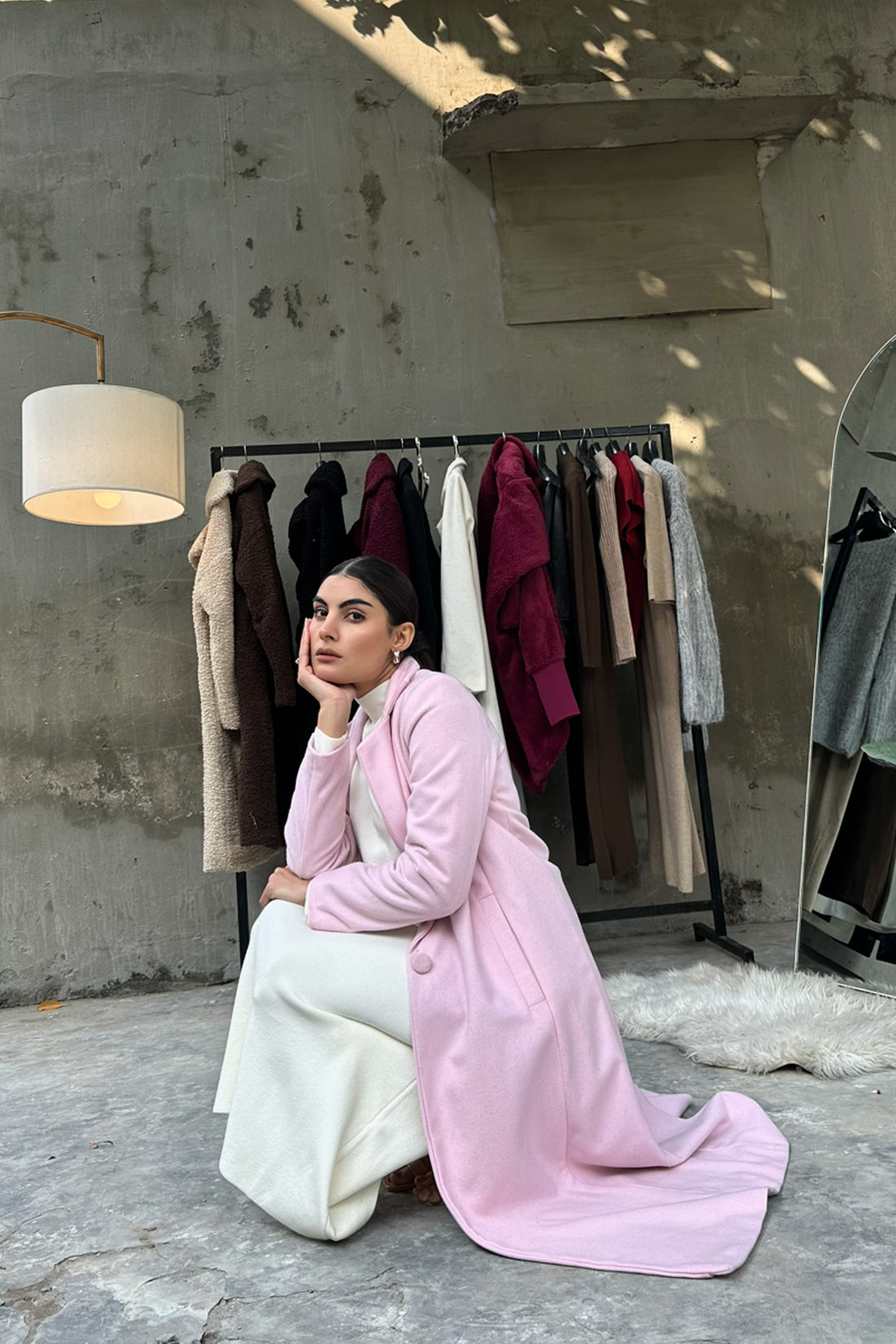 Chloe long coat pink