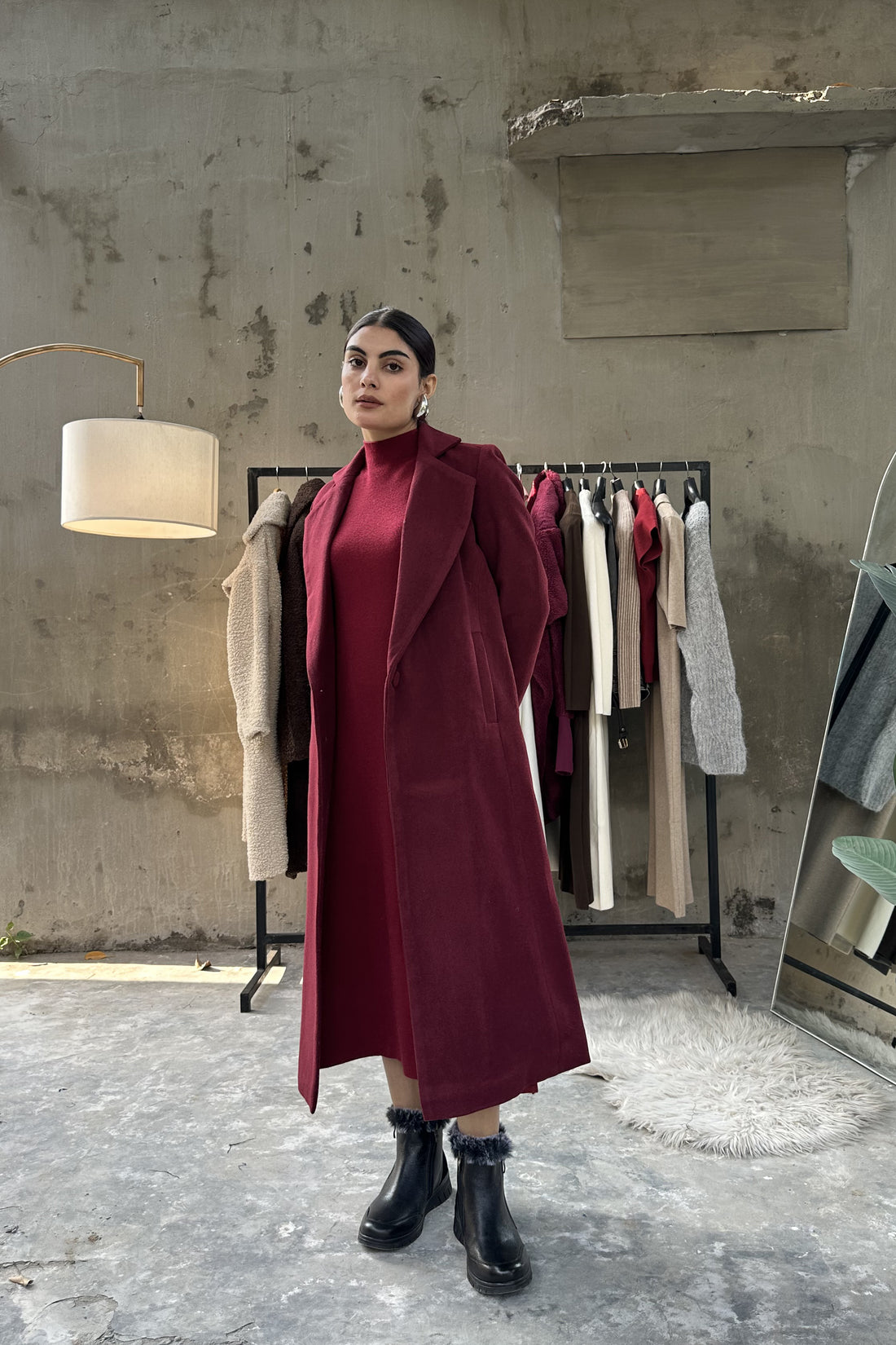 Chloe long coat Cherry