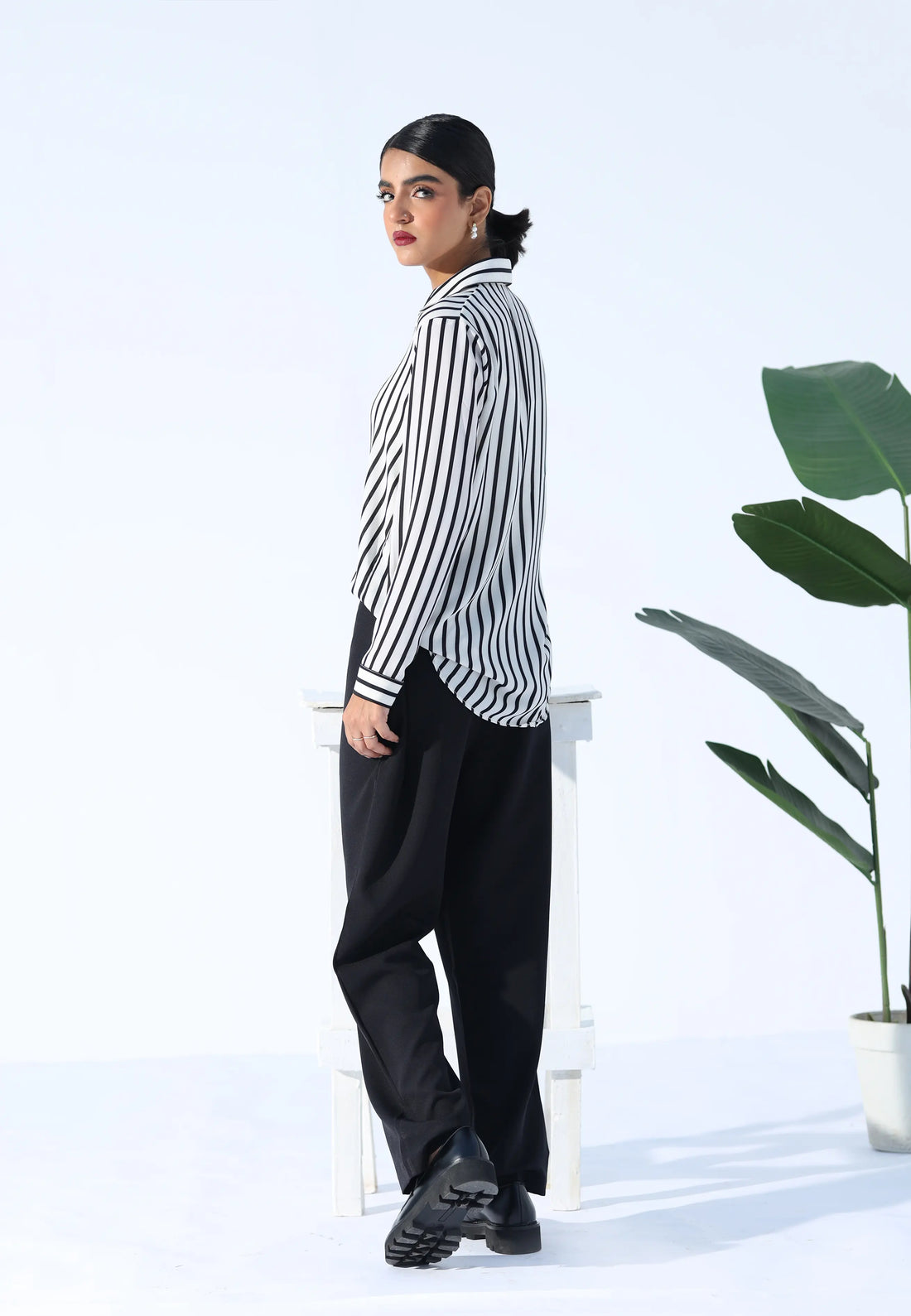 Retro Stripe Button-Up
