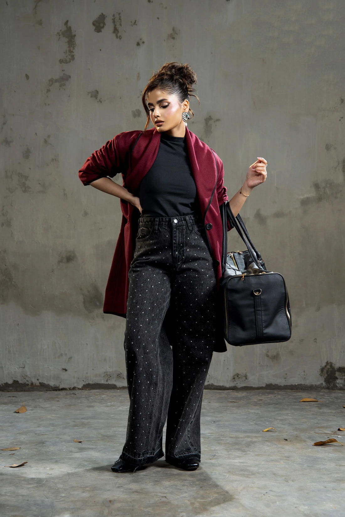 Melia Woolen Coat Cherry