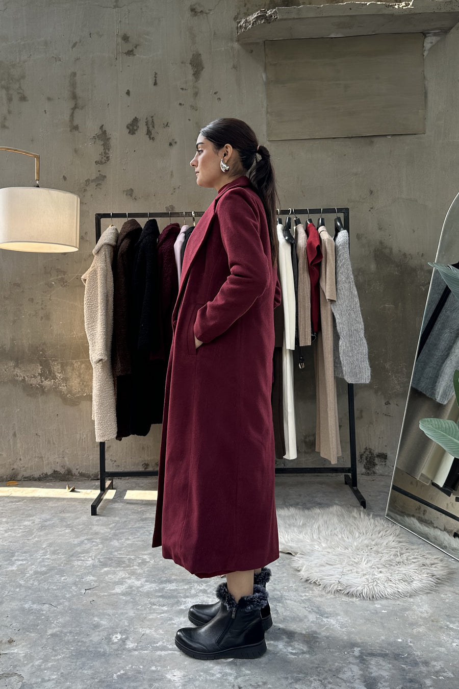 Chloe long coat Cherry