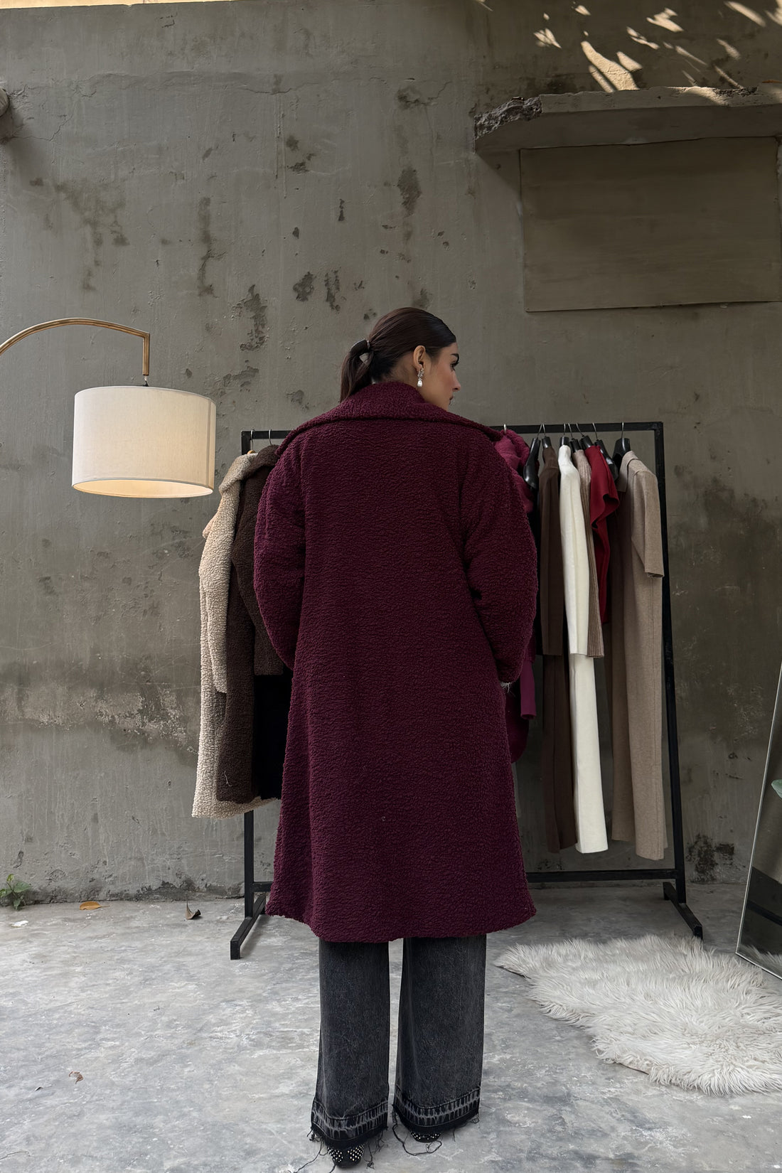 Vienna Teddy Coat Cherry