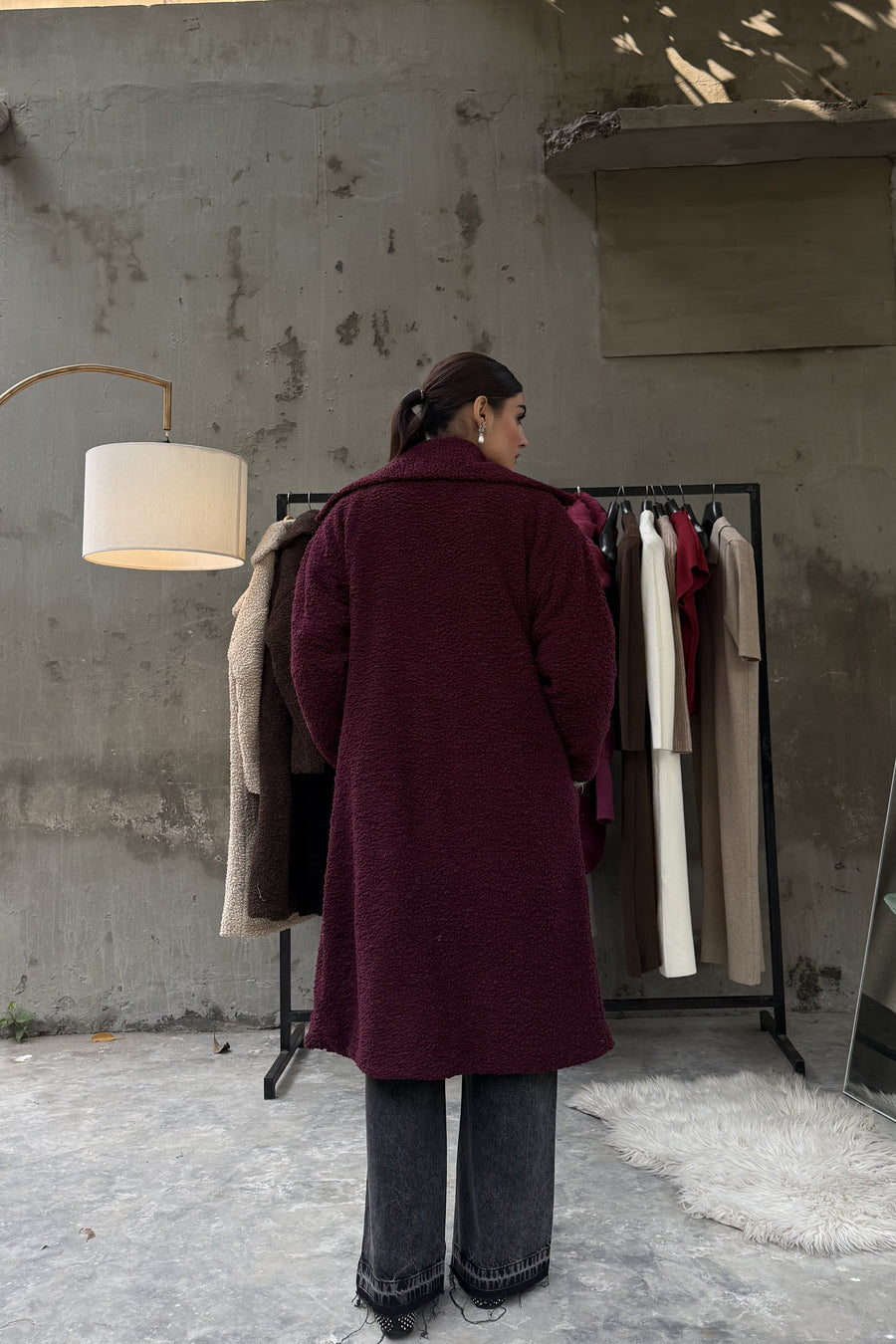 Vienna Teddy Coat Cherry