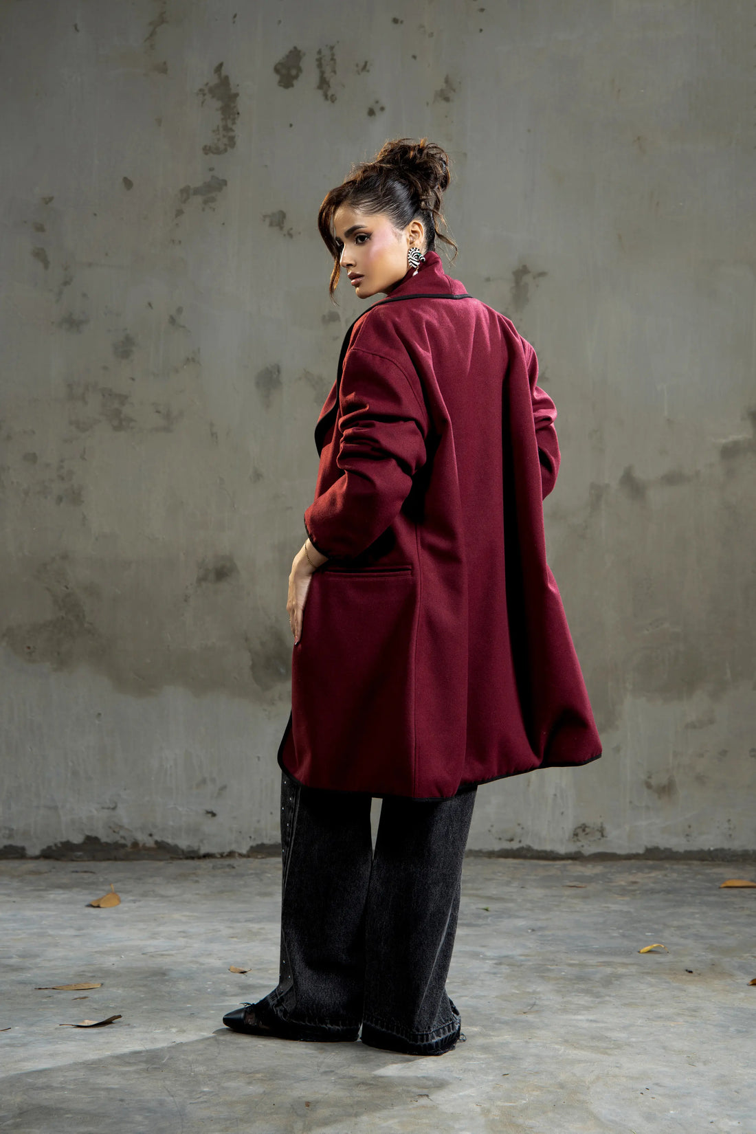 Melia Woolen Coat Cherry