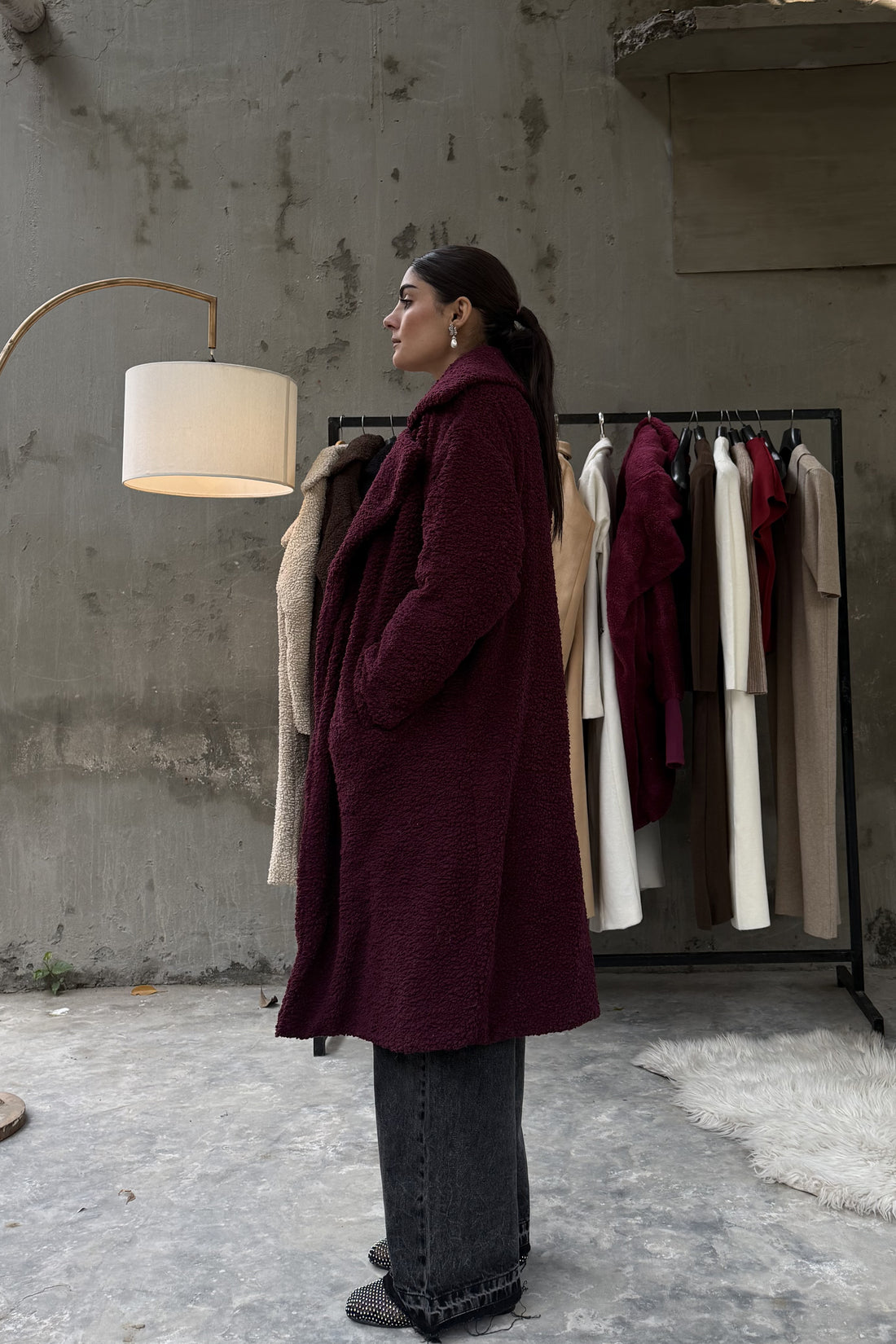 Vienna Teddy Coat Cherry