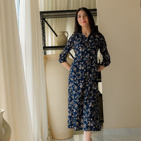 Ritz Long Printed Dress Blue