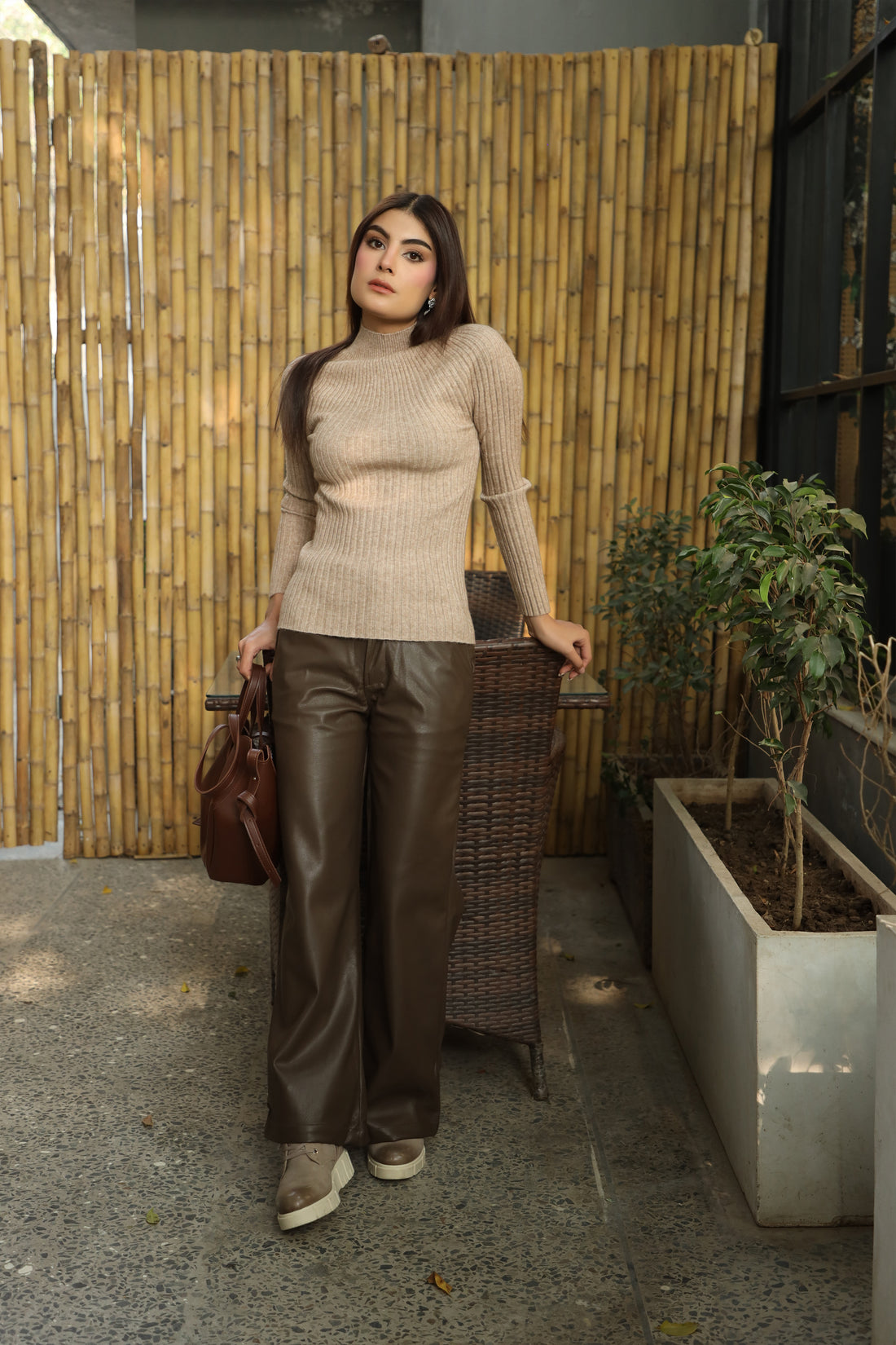 Oak Ribbed Sweater Light Brown