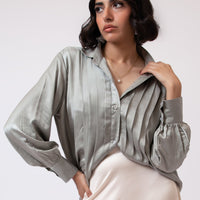 Plissé Button Up  Shirt Mint (5 days Delivery)