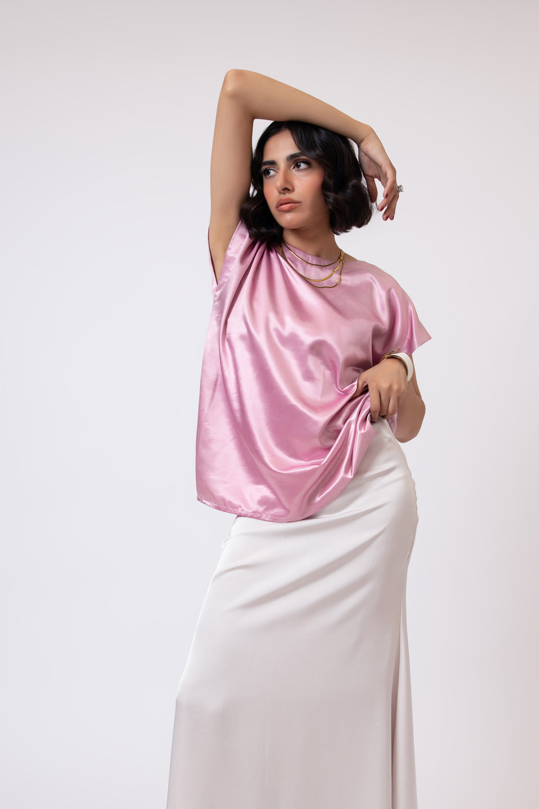 Zinnia Satin Blouse Pink (5 days Delivery)