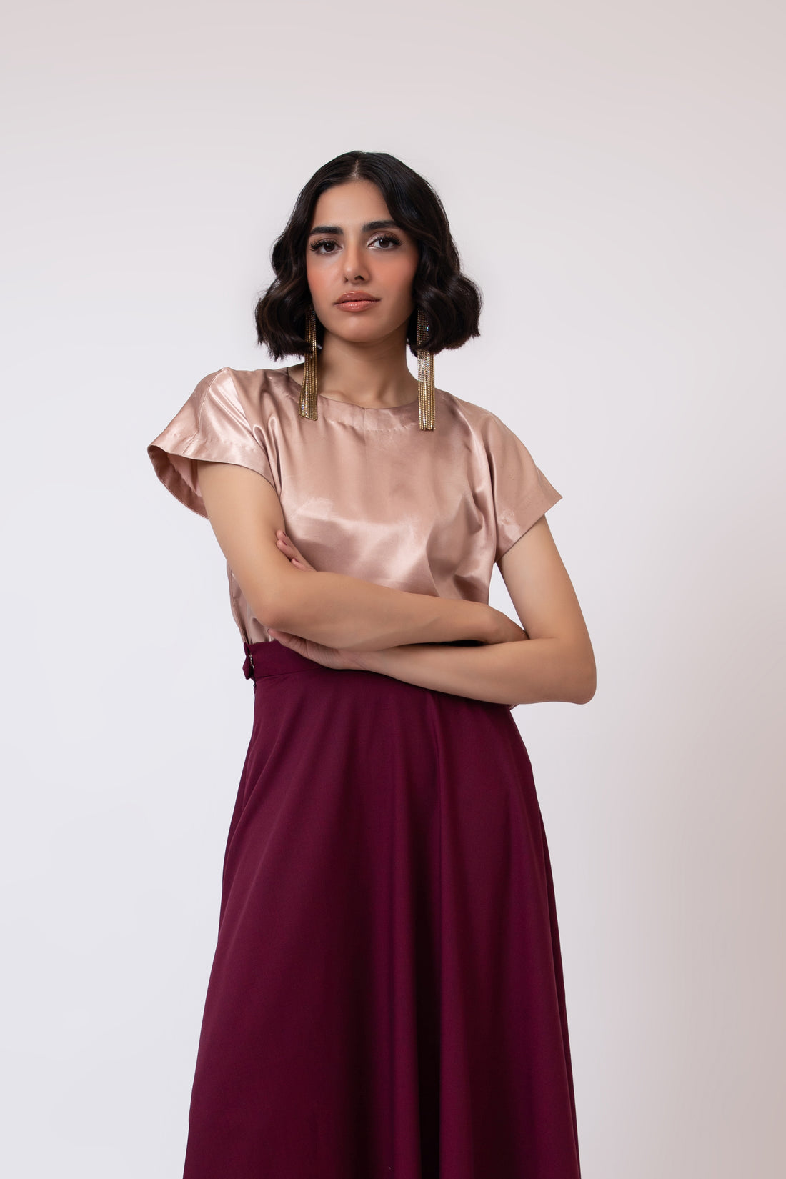 Zinnia Satin Blouse Champagne (5 days Delivery)