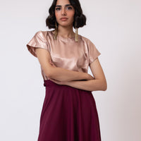 Zinnia Satin Blouse Champagne (5 days Delivery)