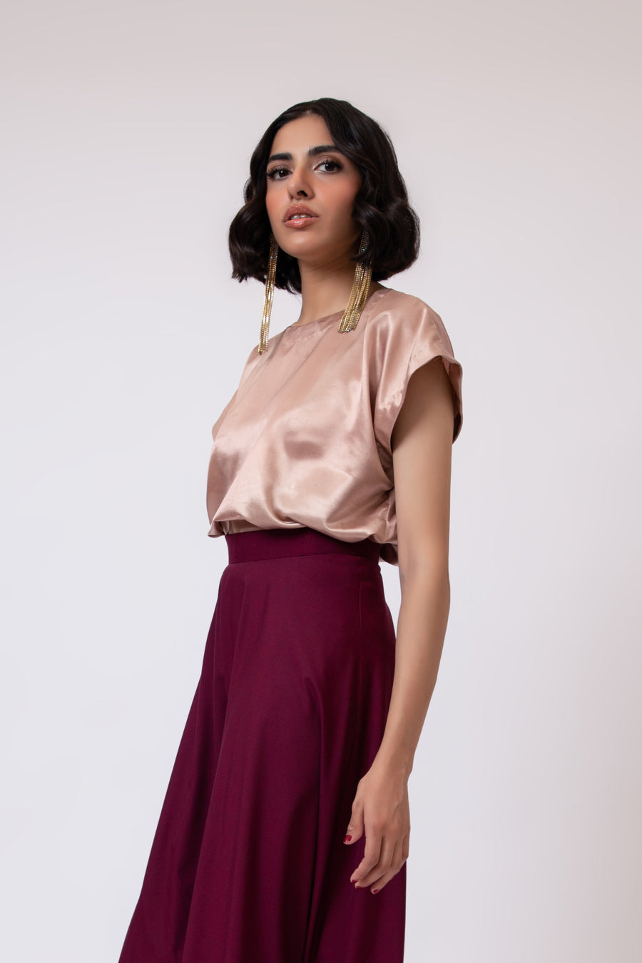 Zinnia Satin Blouse Champagne (5 days Delivery)