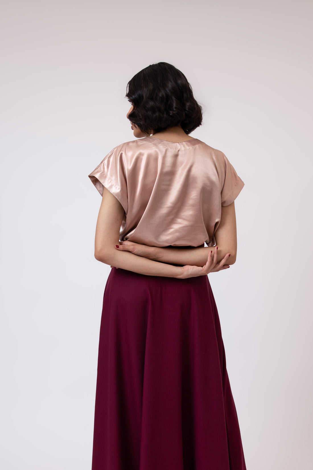 Zinnia Satin Blouse Champagne (5 days Delivery)