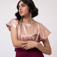 Zinnia Satin Blouse Champagne (5 days Delivery)