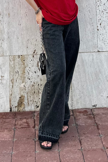 Osaka wide leg jeans charcoal grey