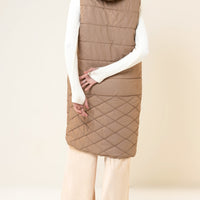 Hannah Neo Long Sleeveless Jacket with Fur hoodie Sand