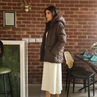 Zino puffer jacket with fur Hoodie brown