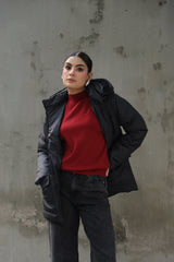 Alaska NEO Soft Puffer Jacket with Fur Hoodie Black