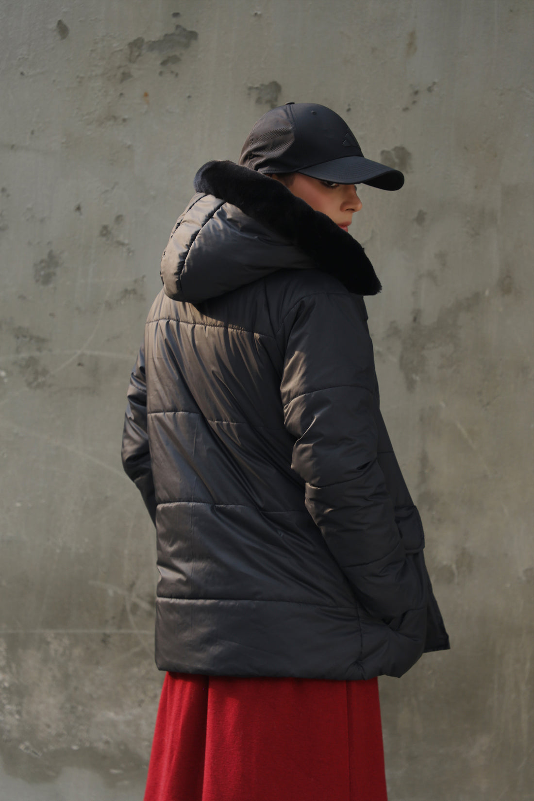 Zino puffer jacket with fur Hoodie black